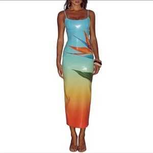 Tropical Gradient Maxi Dress
